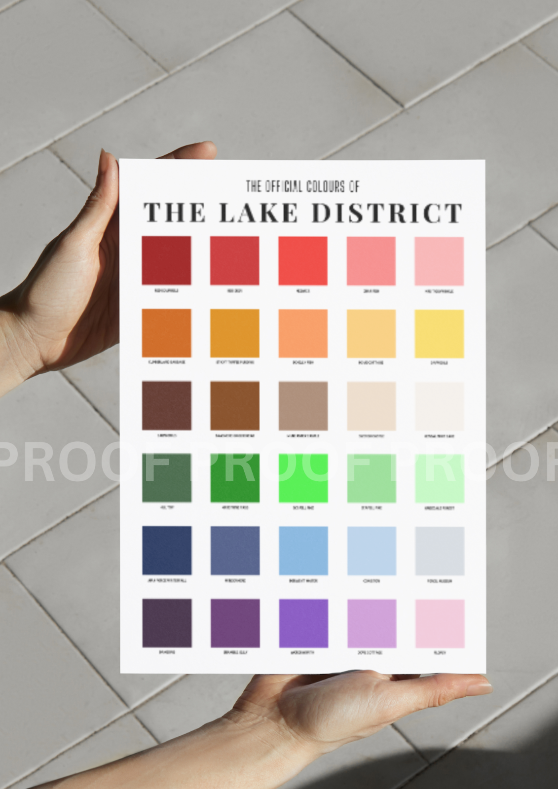 The Official Colour Chart of The Lake District Poster / A3 A4 A5