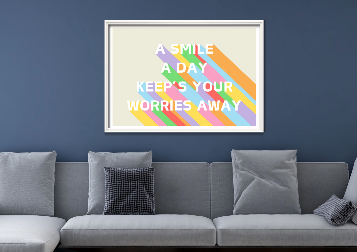 A Smile a Day Keeps Your Worries Away Art Fun Colourful Print Poster A5 A4 A3
