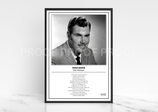 Slim Whitman Rose Marie Music Album Singles Cover Poster Music Gift A3 A4 A5