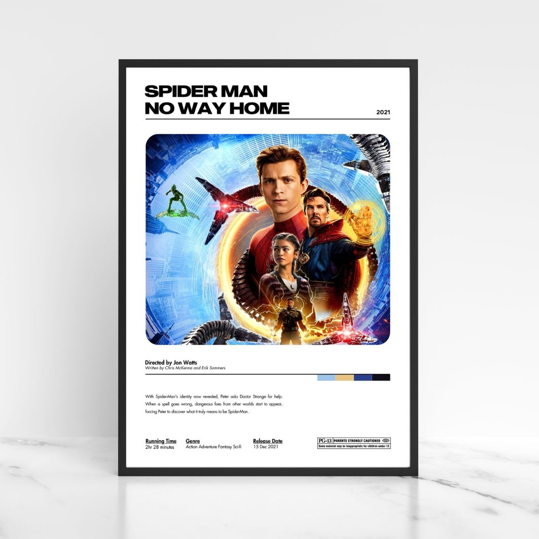 Spider Man No Way Home 2021 Minimalist Movie Poster A5 A4 A3 Unframed