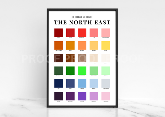 The Official Colours Colour Chart of The North East Poster / A3 A4 A5