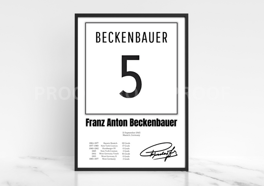 Franz Beckenbauer Football Print / Football Legends Poster / Football Gift