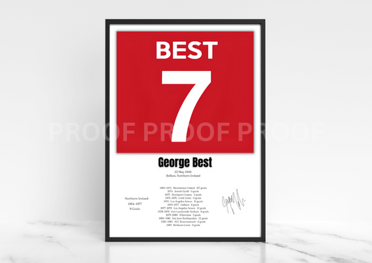 George Best Football Stats Print / Football Poster Football Gift