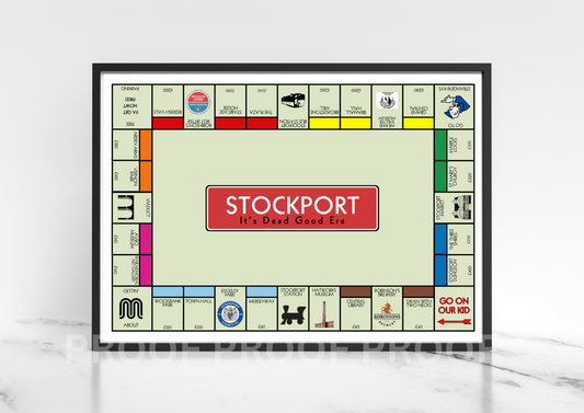 Stockport Monopoly Print / A5 A4 A3 / Manchester Art Gift