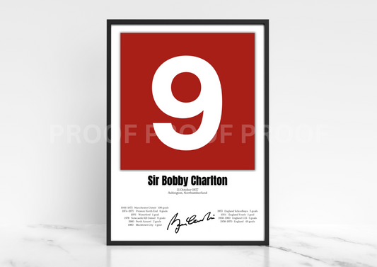Sir Bobby Charlton Football Stats Print / Football Poster Football Gift