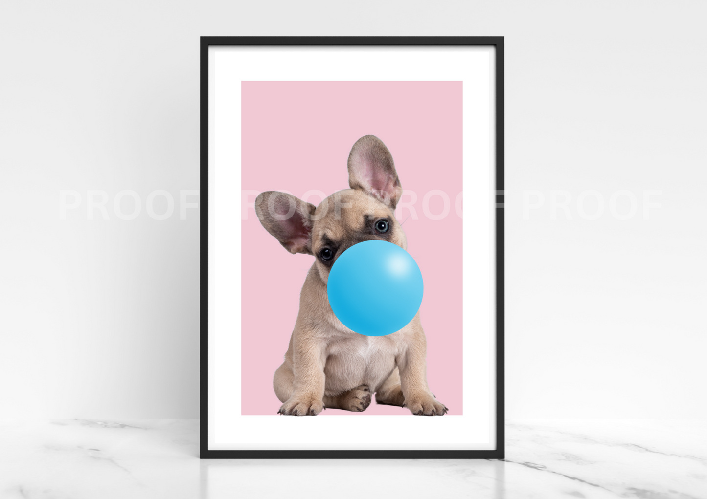 Dog Puppy Blowing Bubble Poster Print Bubble Gum Puppy DogA5 A4 A3