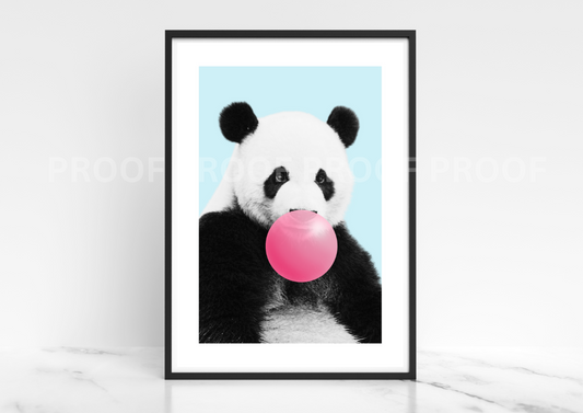 Panda Blowing Bubble Poster Print Bubble Gum Panda A5 A4 A3