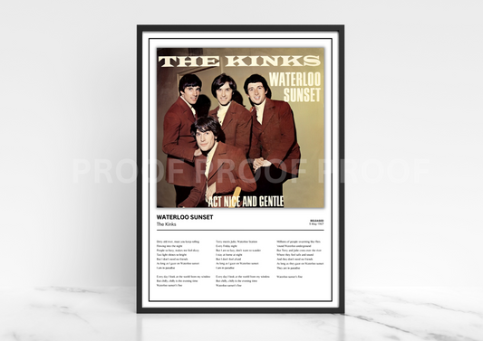 The Kinks Waterloo Sunset Album Single Cover Poster / Music Gift