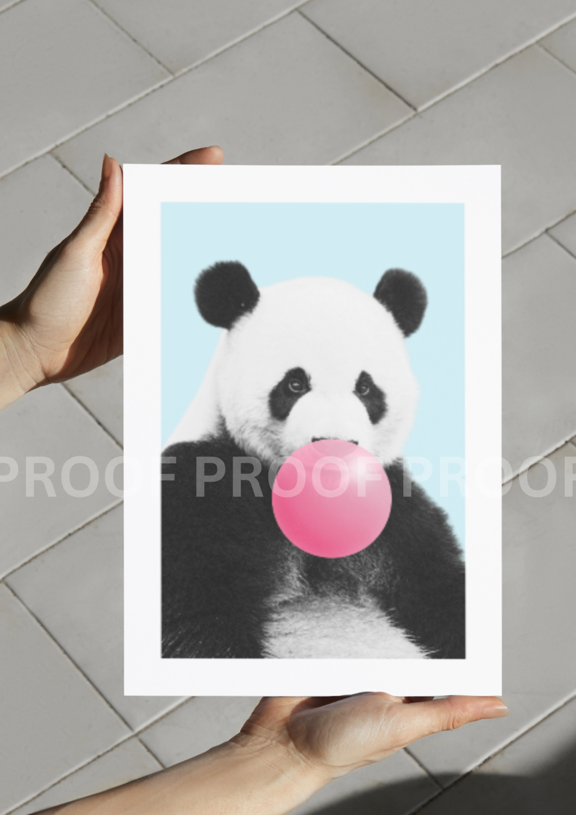 Panda Blowing Bubble Poster Print Bubble Gum Panda A5 A4 A3