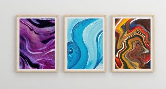 Set of 3 Abstract Colourful Art Print Poster A5 A4 A3 Unframed